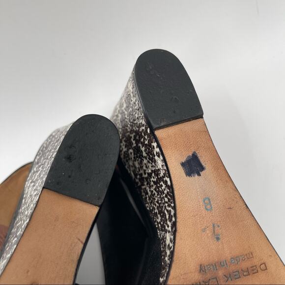 DEREK LAM Snakeskin Wedge Black Leather Strappy Slingback Shoes Heels Size 7 - Picture 10 of 11